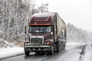 18 wheeler driving in the snow
