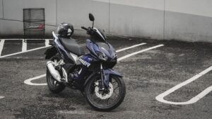 Motorcycle in parking lot