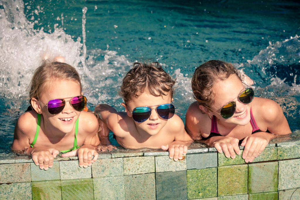 Kids playing in a swimming pool