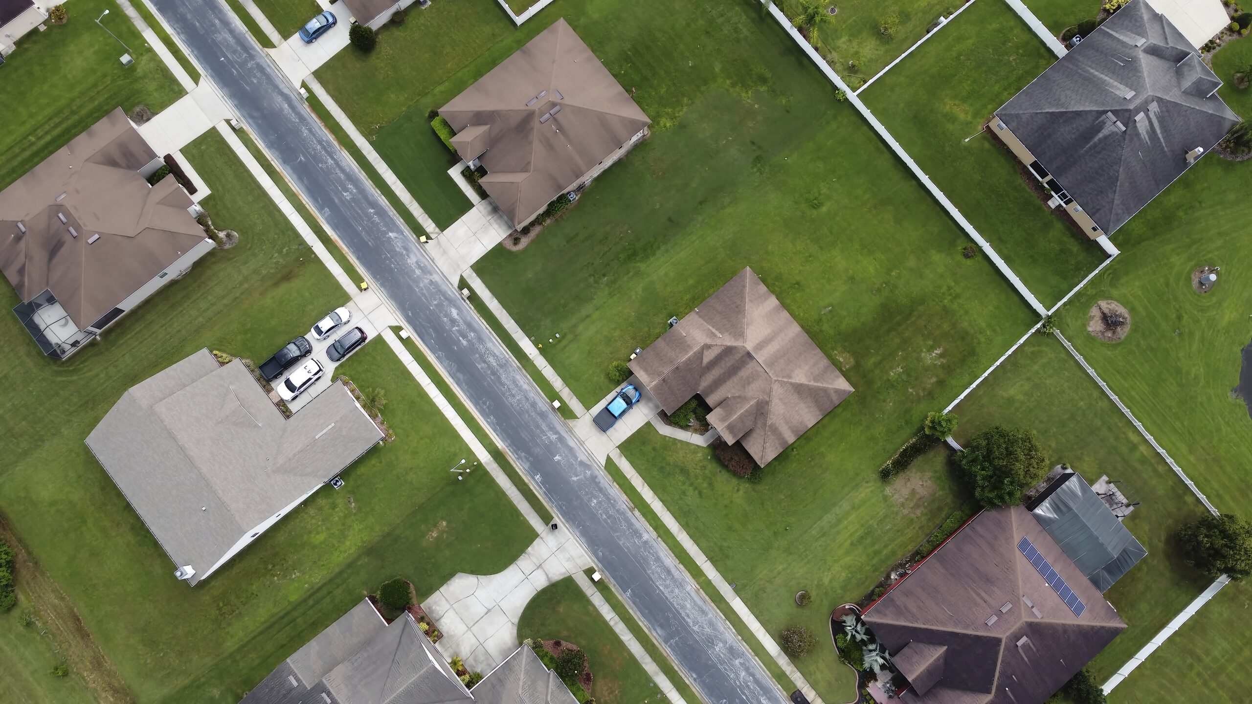 aerial view of suburban neighborhood