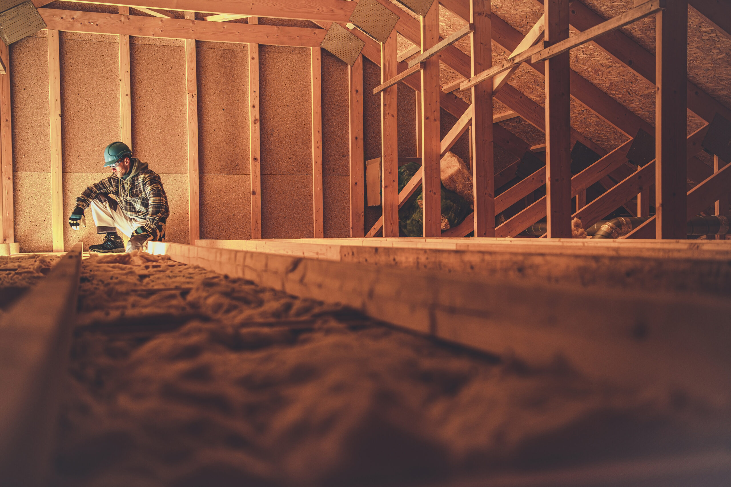 home inspector inside attic