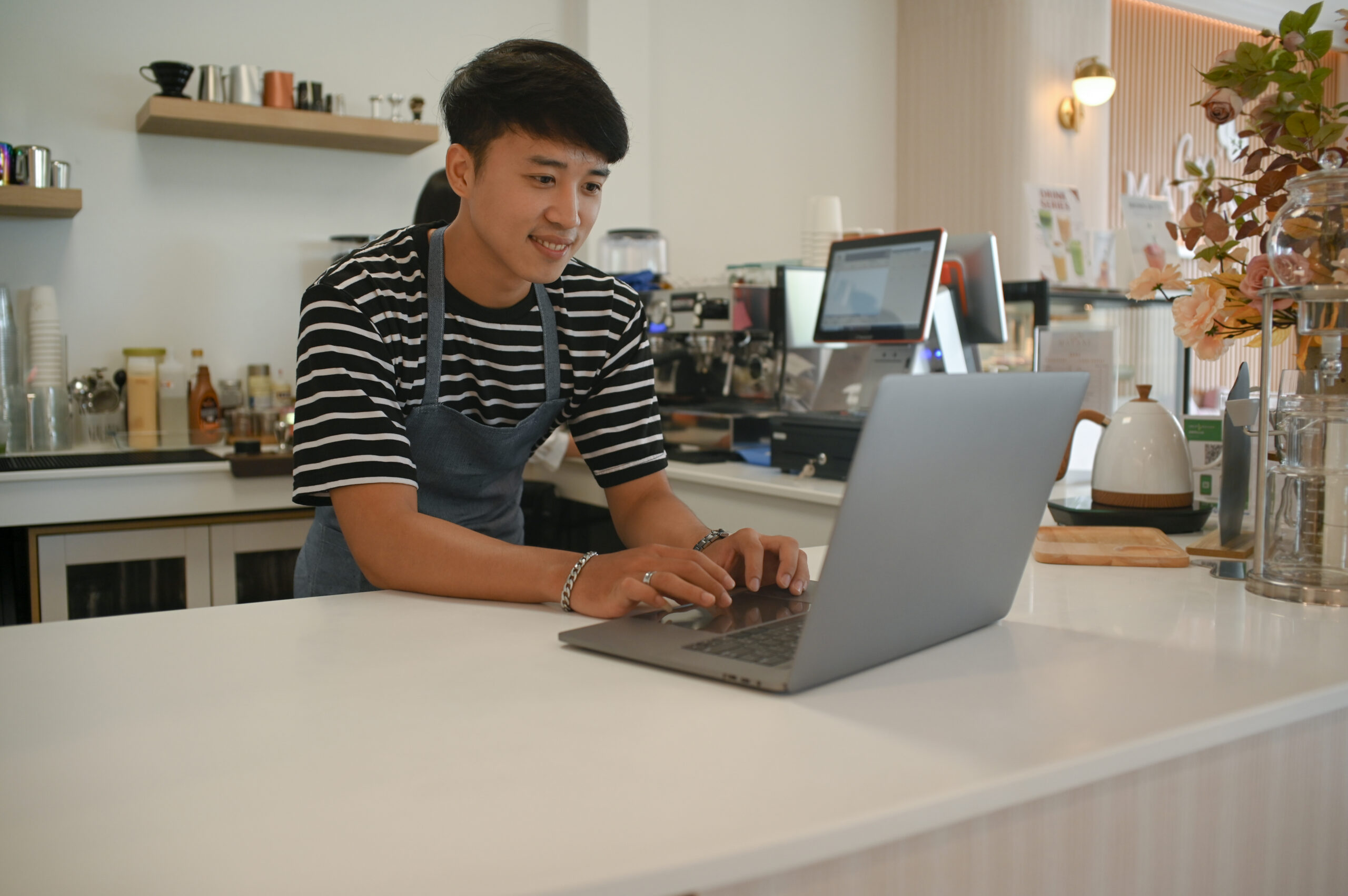 small business owner at laptop